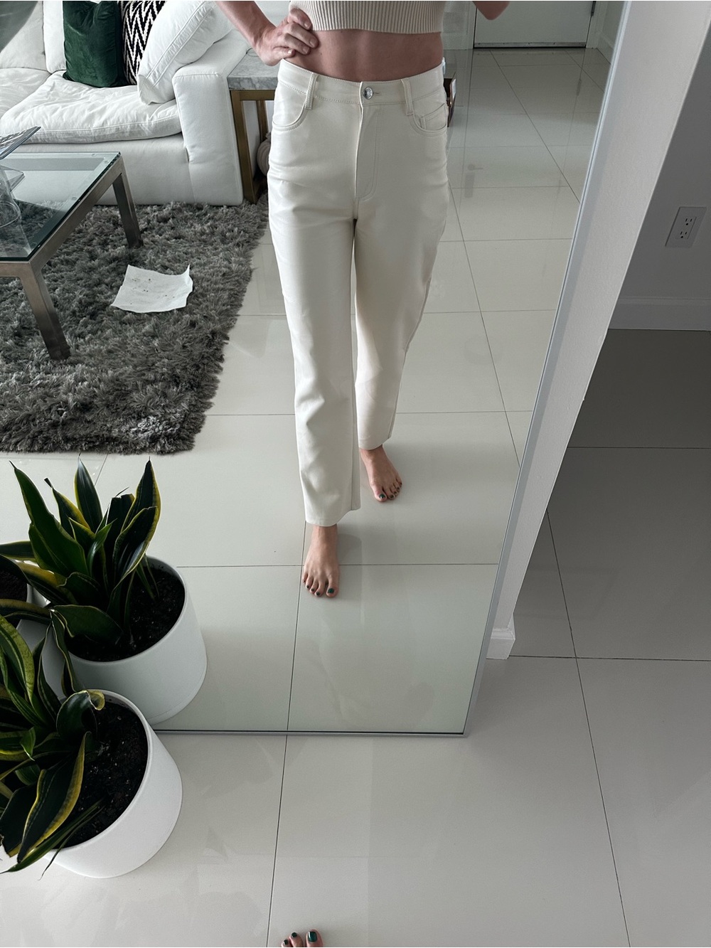 Wilfred Cream Straight-Leg High-Rise Pants